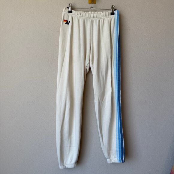 Aviator Nation 5 Stripe Sweatpants in Vintage White Blue Size S - Picture 3 of 8